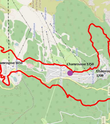 PIan circuit VTT rouge n1 Chamrousse - Tour de Chamrousse