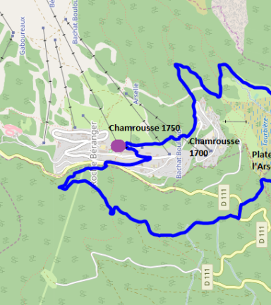PIan Circuit VTT bleu n2 Chamrousse - Petit tour du plateau de l'Arselle