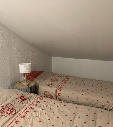 2 Lits simples, lampe, chambre